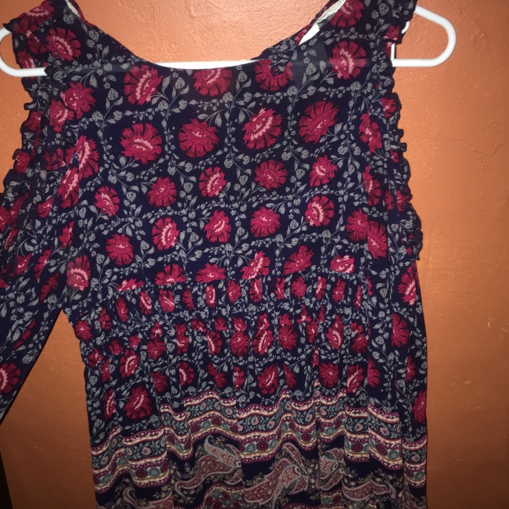 Sheer, cold shoulder, long sleeved shirt